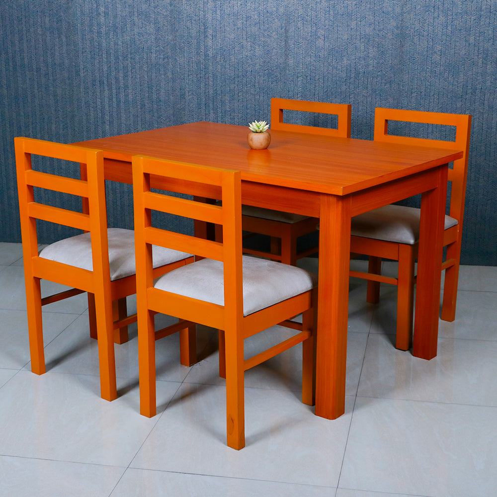 Maark Wooden Top 4 Seater Dining Set Starter Teak Colour Online India - The Maark Trendz Coimbatore