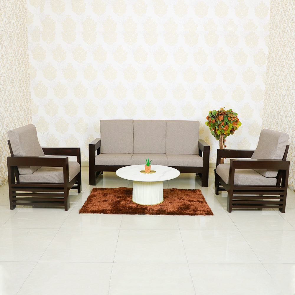 Maark Wooden Sofa Set (3+1+1) Alpha Walnut Colour Online India - The Maark Trendz Coimbatore