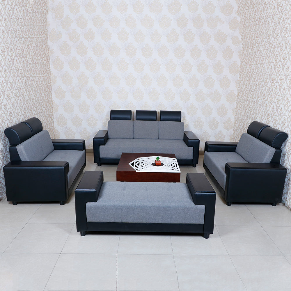 Maark Fabric Sofa Set 3+2+2+Setty Indroyal Gray Colour Online India - The Maark Trendz Coimbatore