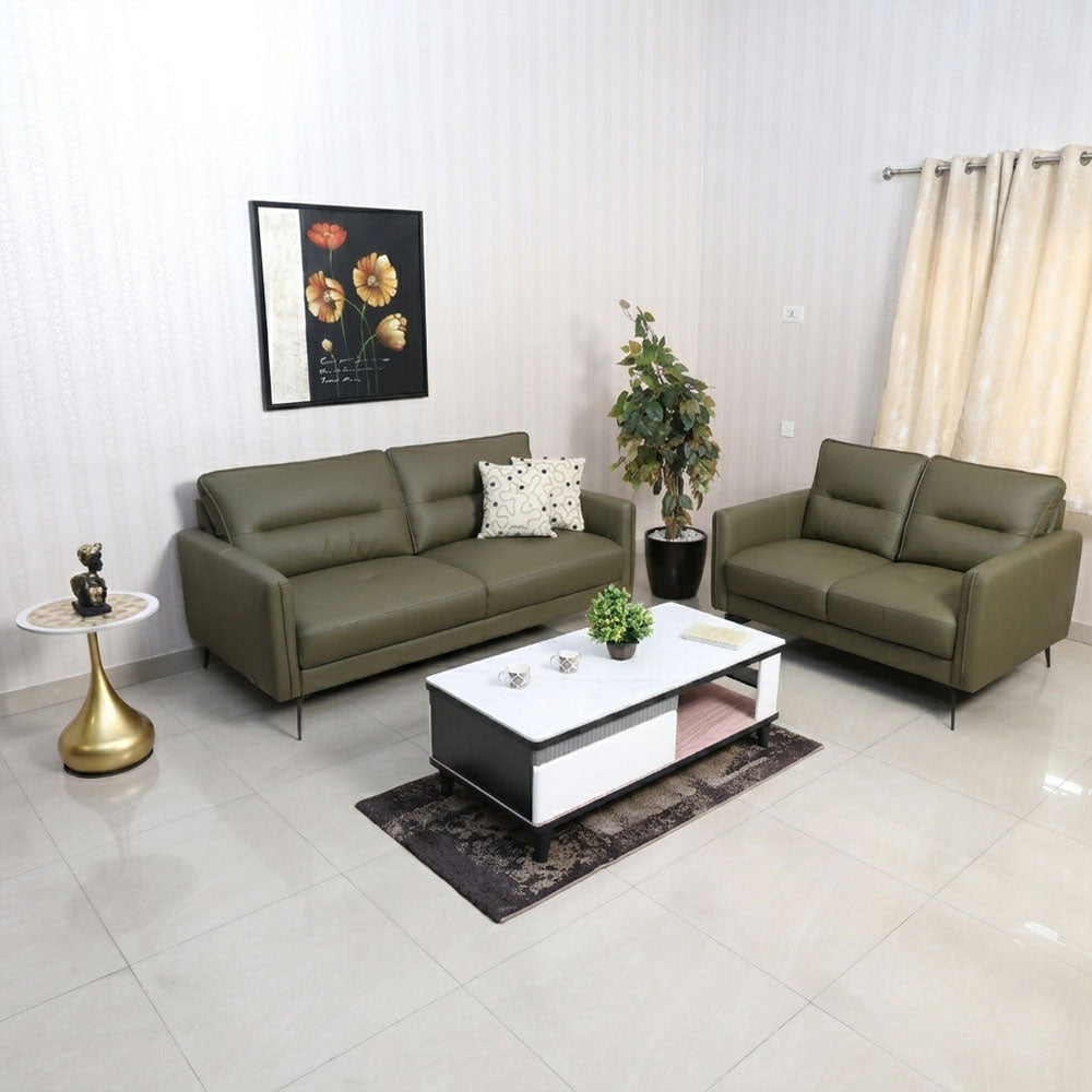MAARK LEATHER SOFA SET (3+2) 6041 OLIVE GREEN ML
