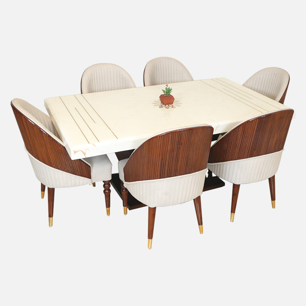 MAARK MARBLE TOP 6 SEATER DINING SET 6040 TD