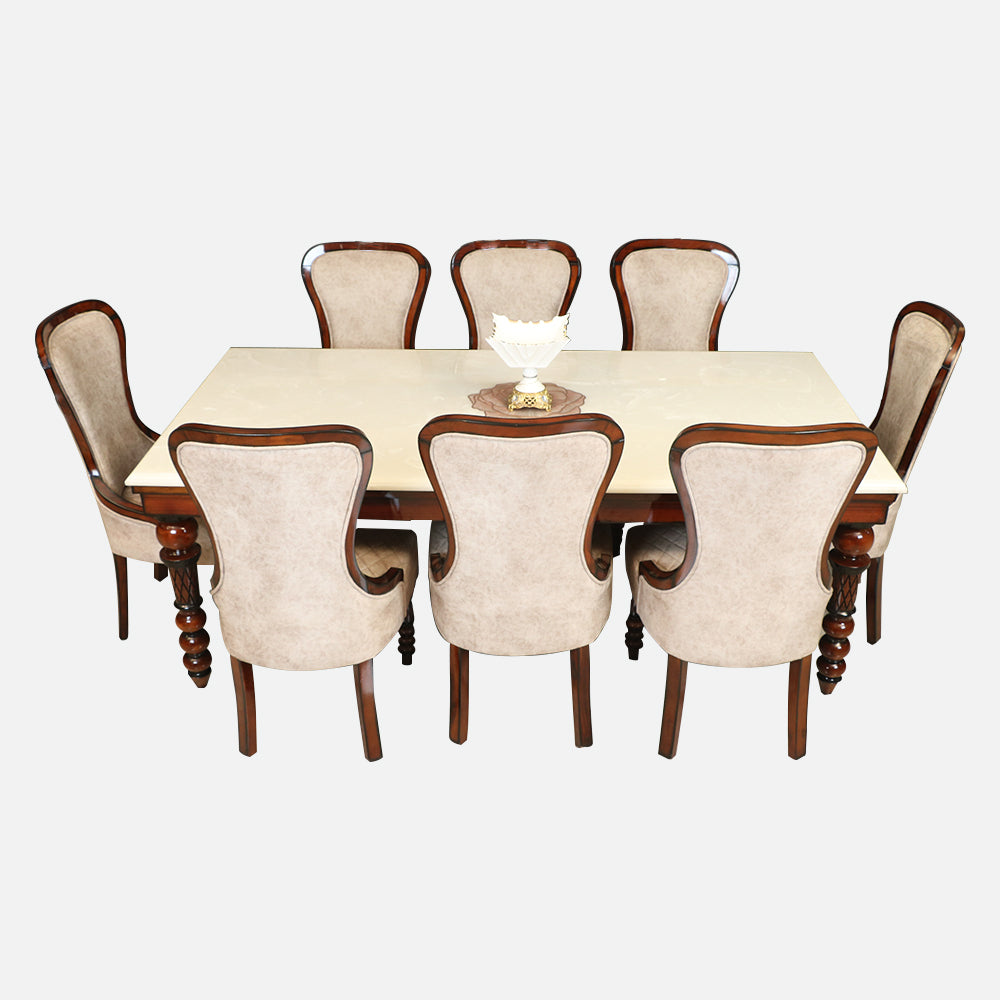 MAARK MARBLE TOP 8 SEATER DINING SET 4 BALL