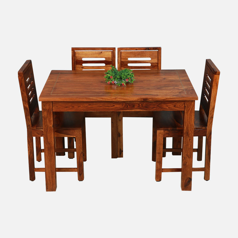 MAARK SHEESHAM WOOD 4 SEATER DINING SET (3.75*2.5) 1107 NATURAL FINISH SV