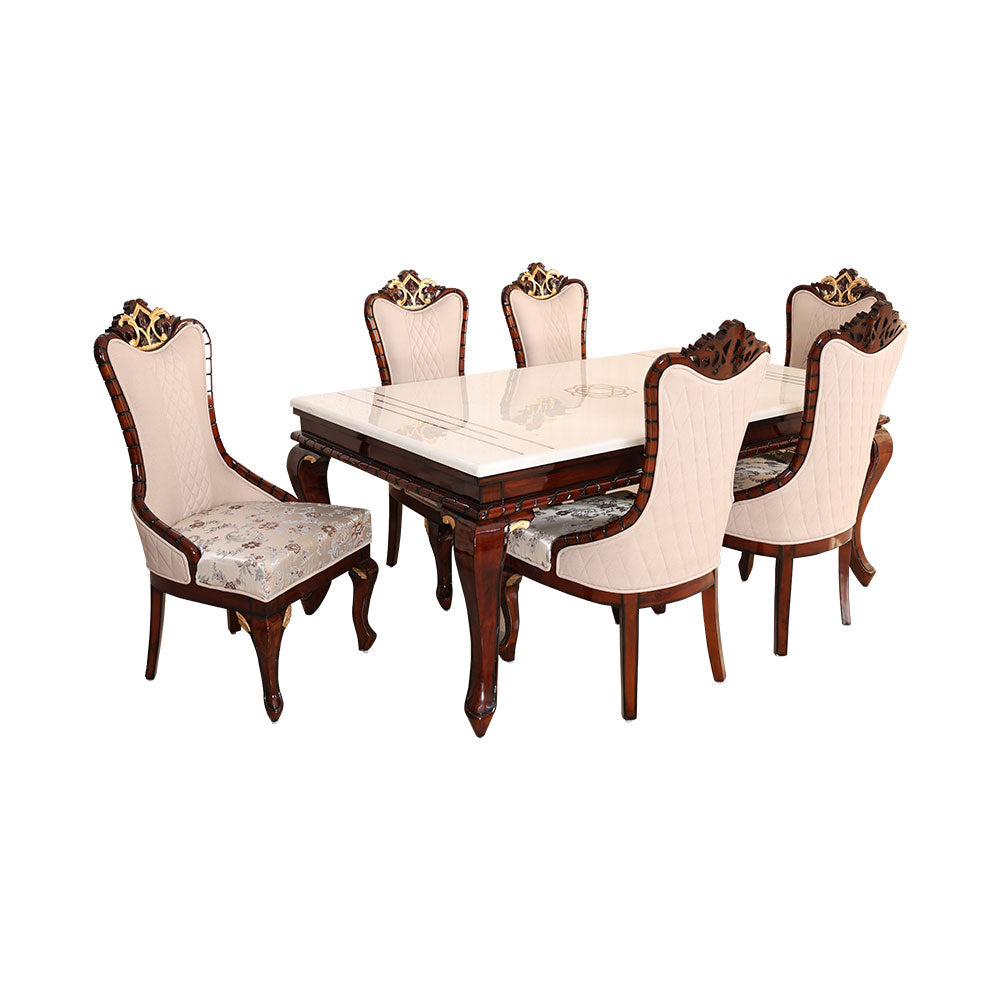 MAARK MARBLE TOP 6 SEATER DINING SET 6062 TD