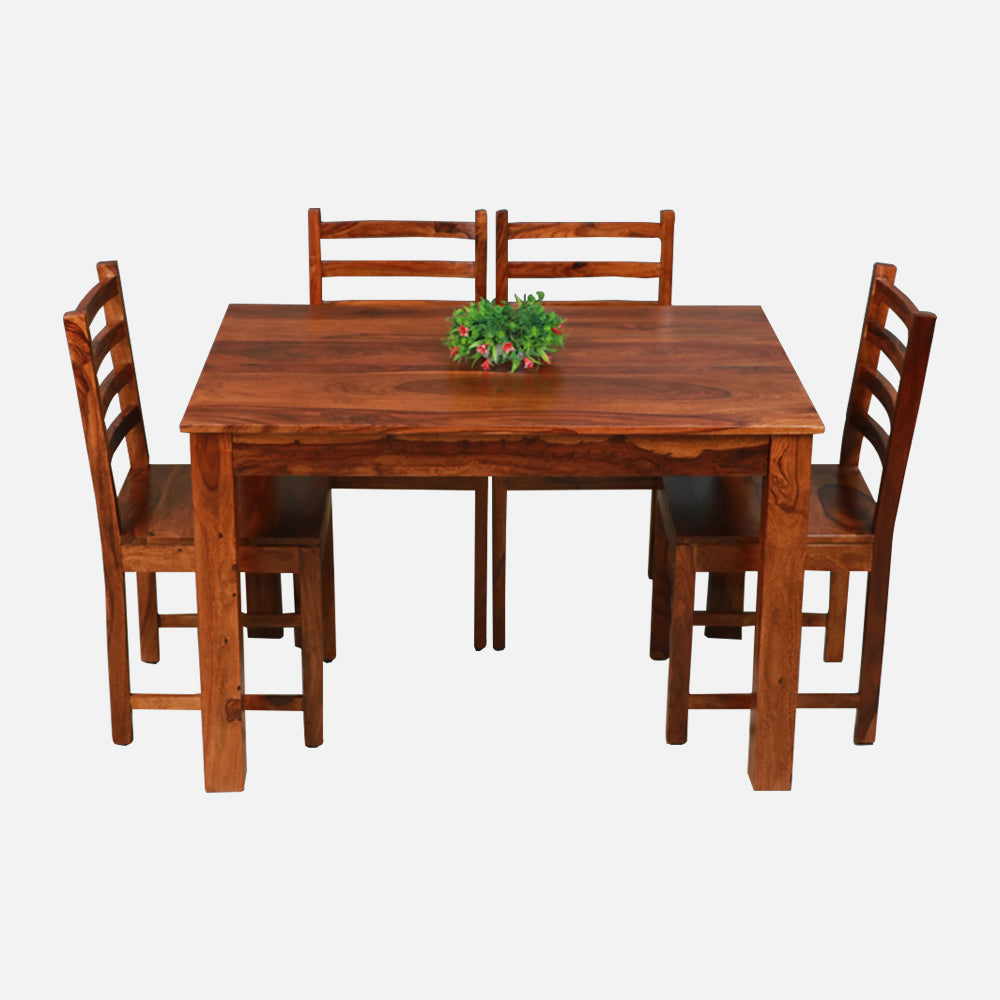 MAARK SHEESHAM WOOD 4 SEATER DINING SET (3.75*2.5) 1123 NATURAL FINISH SV