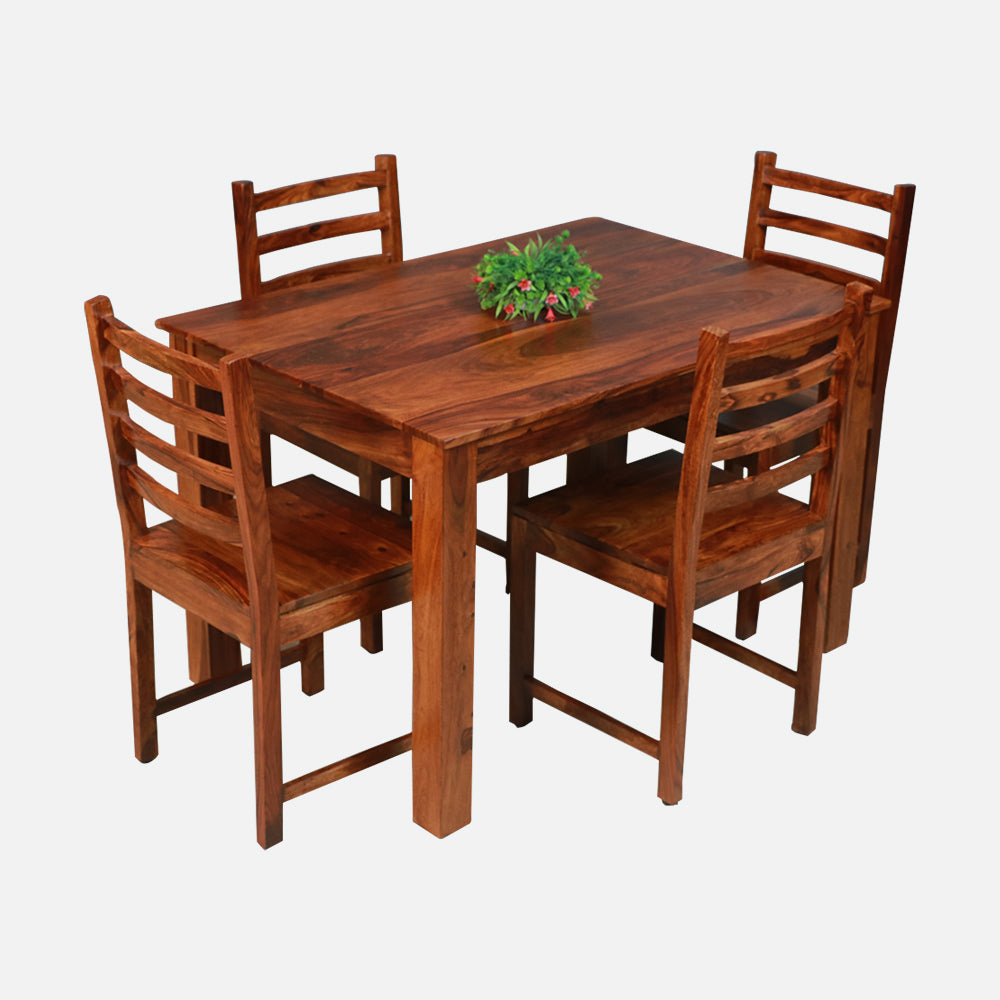 MAARK SHEESHAM WOOD 4 SEATER DINING SET (3.75*2.5) 1123 NATURAL FINISH SV