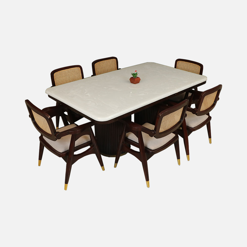 MAARK MARBLE TOP 6 SEATER DINING SET 6001 SM