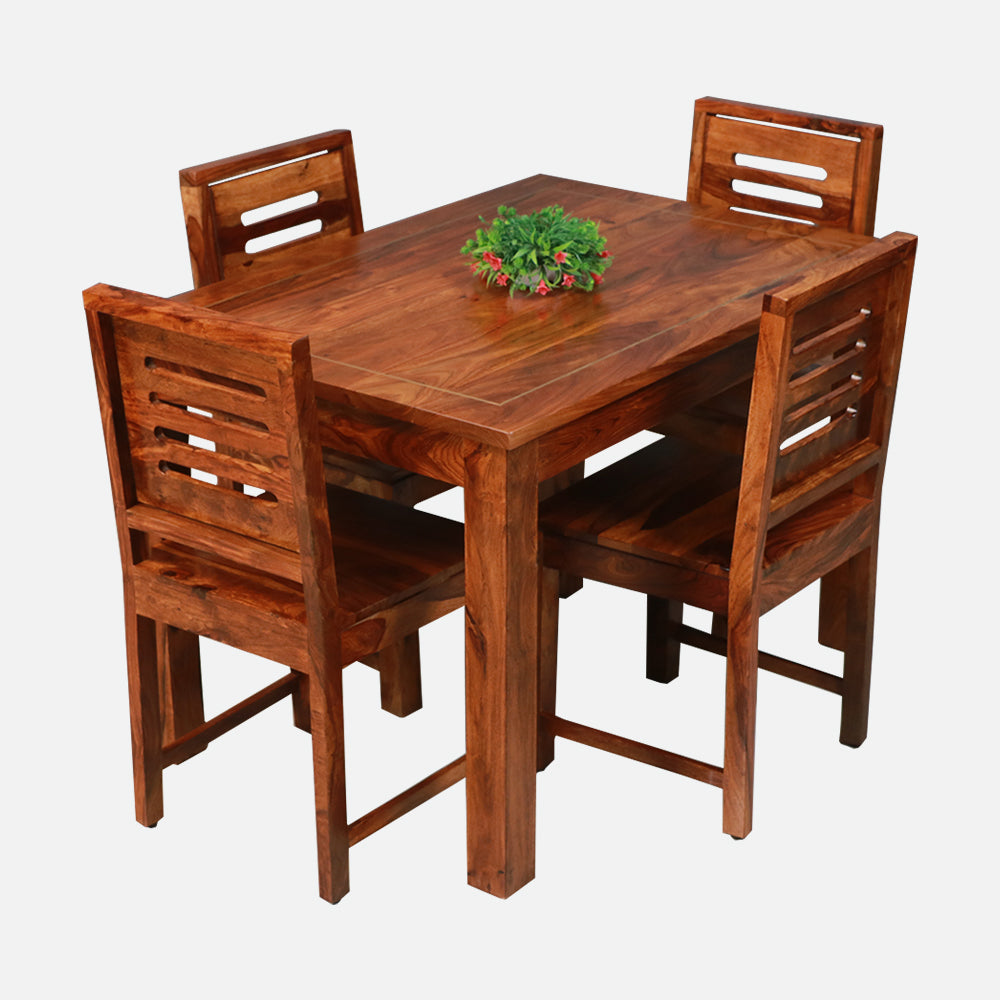 MAARK SHEESHAM WOOD 4 SEATER DINING SET (3.75*2.5) 1107 NATURAL FINISH SV