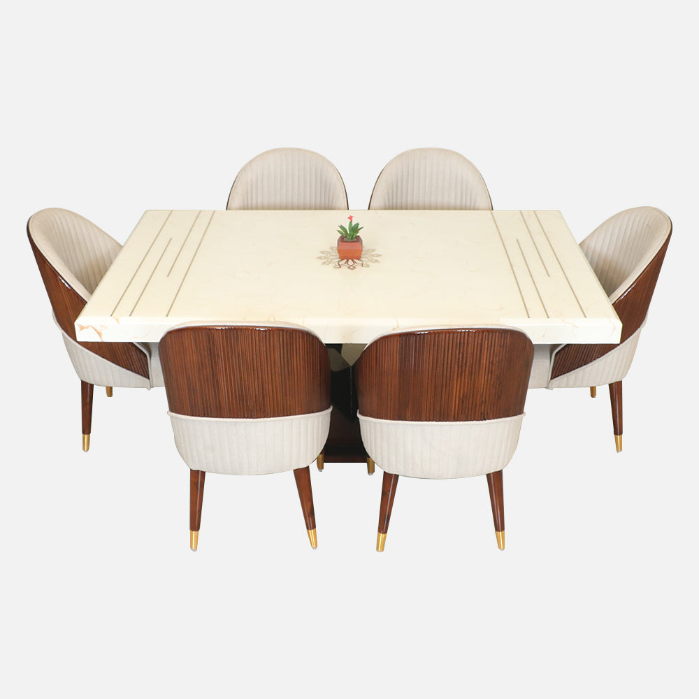 MAARK MARBLE TOP 6 SEATER DINING SET 6040 TD