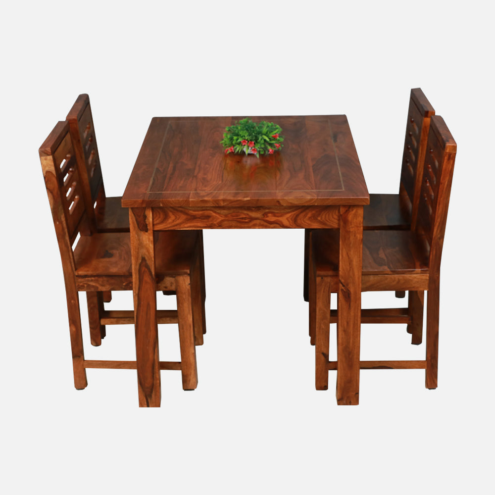 MAARK SHEESHAM WOOD 4 SEATER DINING SET (3.75*2.5) 1107 NATURAL FINISH SV