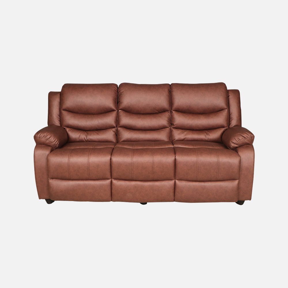 MAARK MANUAL RECLINER FABRIC SOFA SET (3+1R+1R)  MAGILCHI BROWN COLOUR