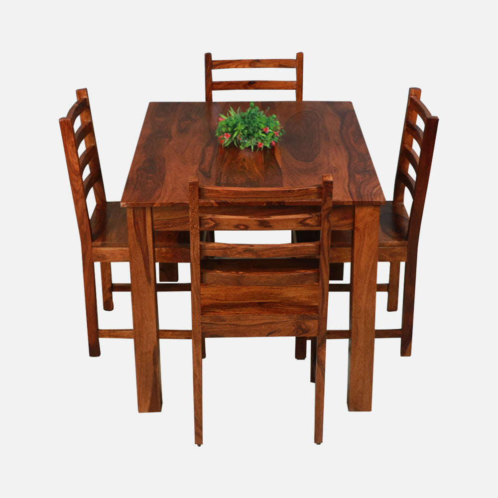 MAARK SHEESHAM WOOD 4 SEATER DINING SET (3.75*2.5) 1123 NATURAL FINISH SV