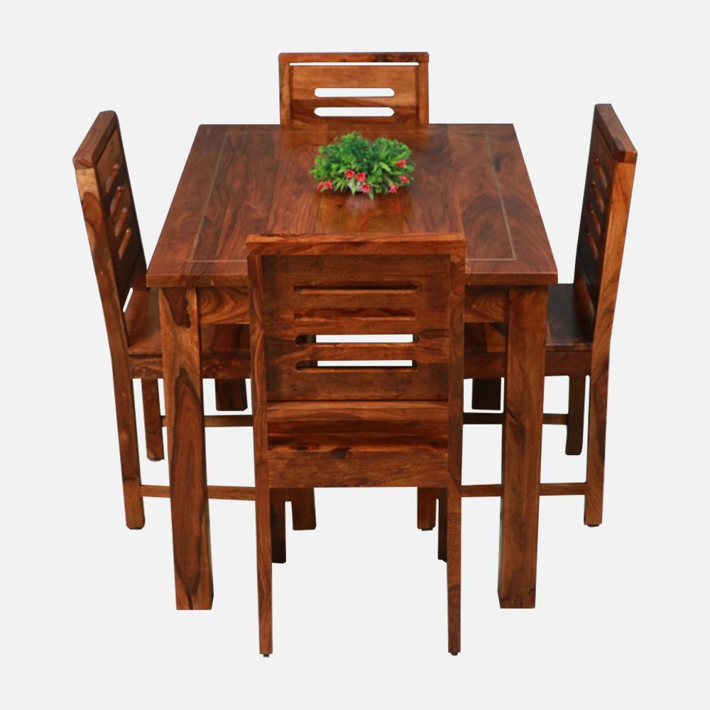 MAARK SHEESHAM WOOD 4 SEATER DINING SET (3.75*2.5) 1107 NATURAL FINISH SV