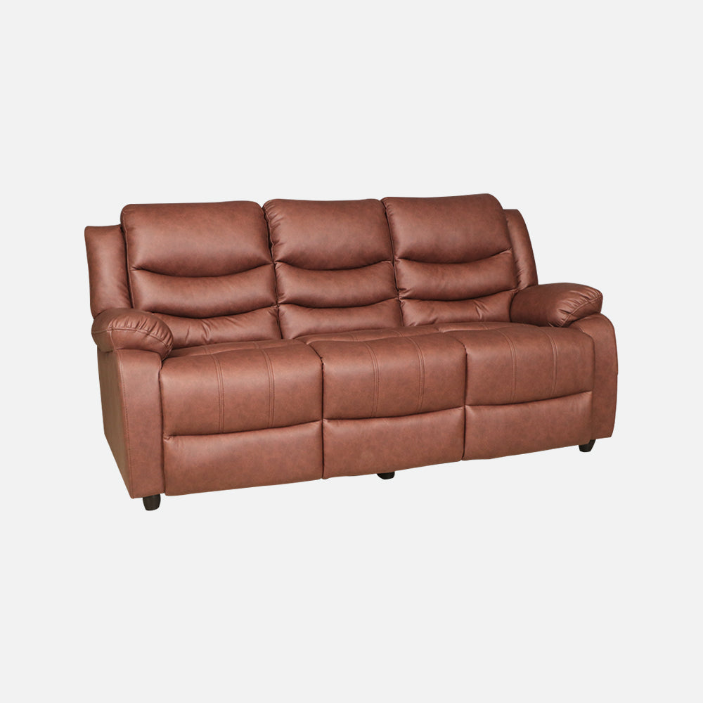 MAARK MANUAL RECLINER FABRIC SOFA SET (3+1R+1R)  MAGILCHI BROWN COLOUR