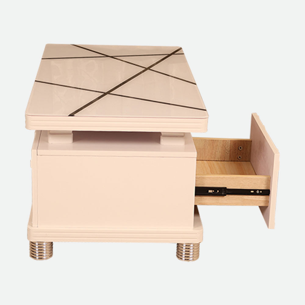 MAARK GLASS TOP COFFEE TABLE CTG-2321-WHITE COLOUR HT