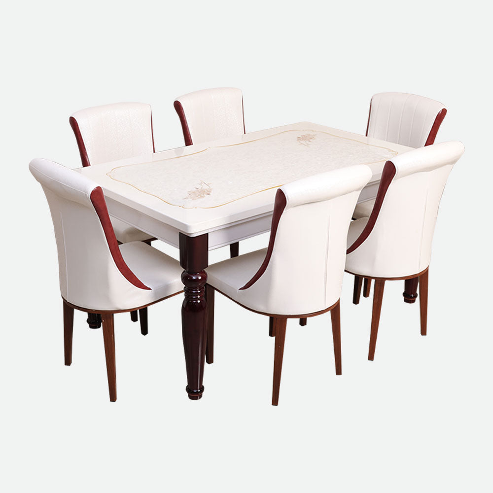 MAARK MARBLE TOP 6 SEATER DINING SET 12 519 H16 HT