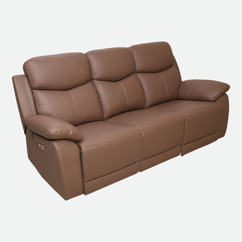 MAARK MOTORIZED RECLINER LEATHER SOFA SET 3R+2R+1R 1406 - CAMEL HT