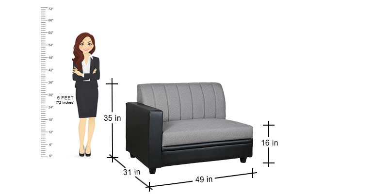 MAARK FABRIC CORNER SOFA 5 SEATER HACKSAW GRAY COLOUR