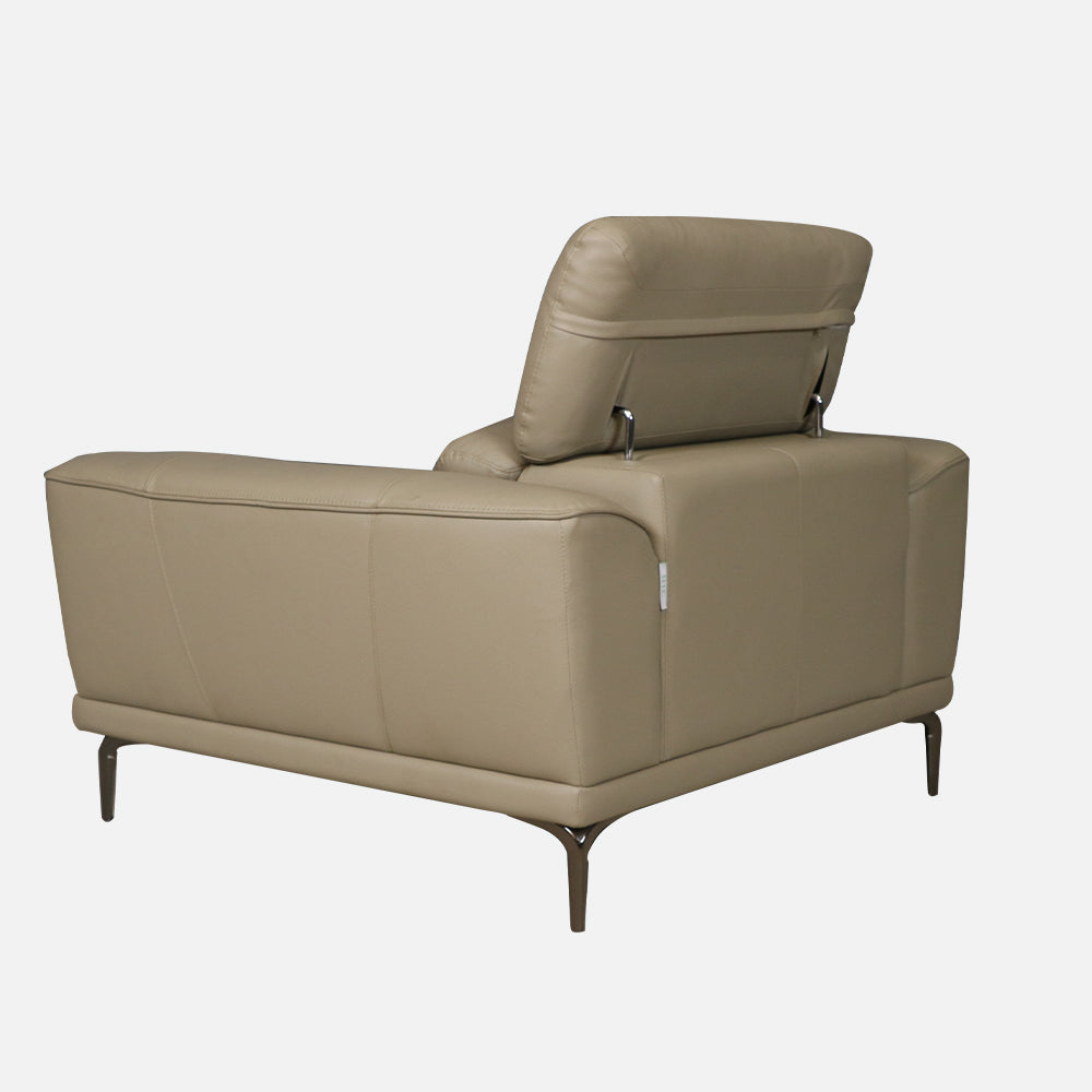 MAARK LEATHER SINGLE SEATER SOFA 7079 MOCHA COLOUR HT