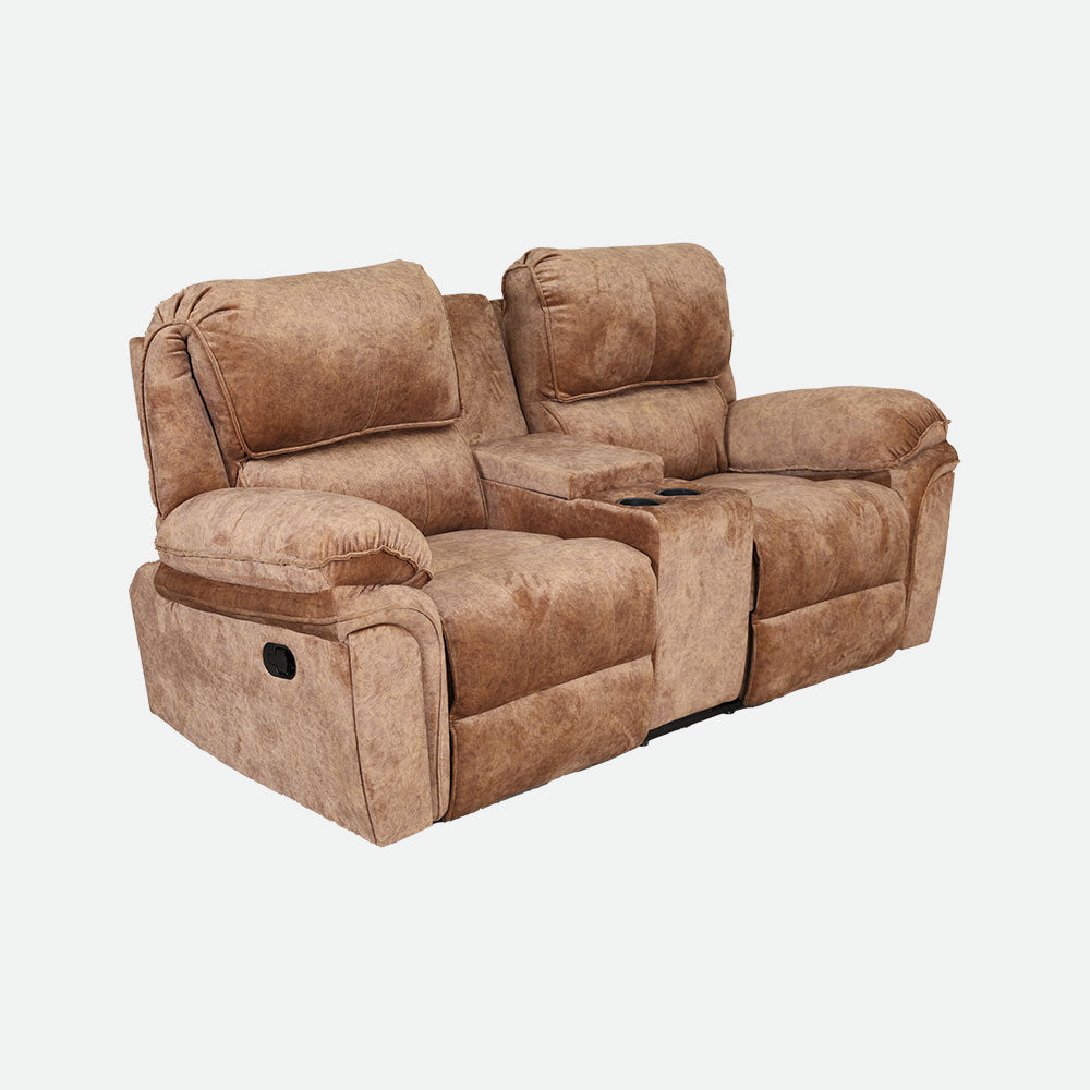 MAARK MANUAL RECLINER LEATHER SOFA SET (3+2+CONSOLE) MILKY WAY
