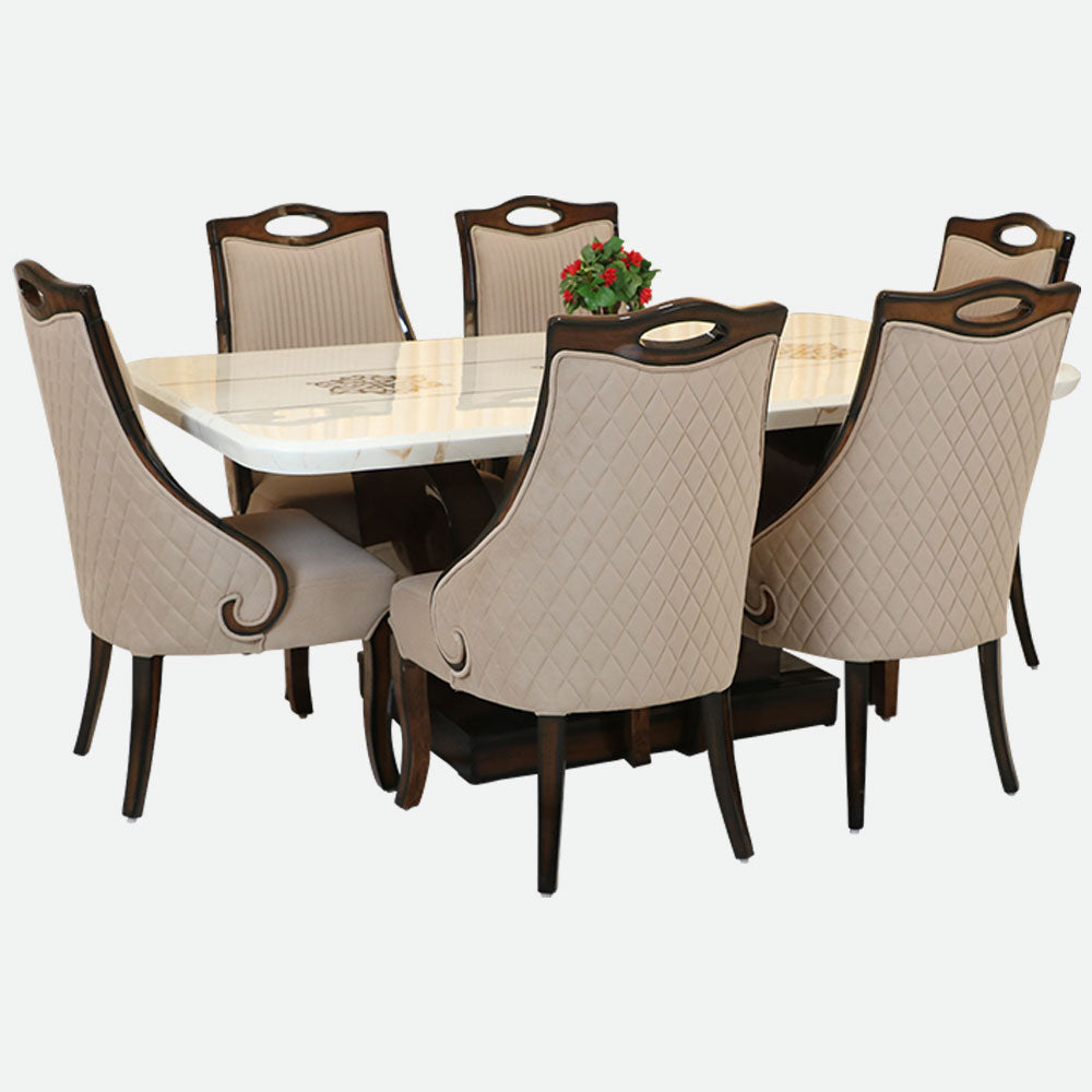 MAARK MARBLE TOP 6 SEATER DINING SET 6032 TD