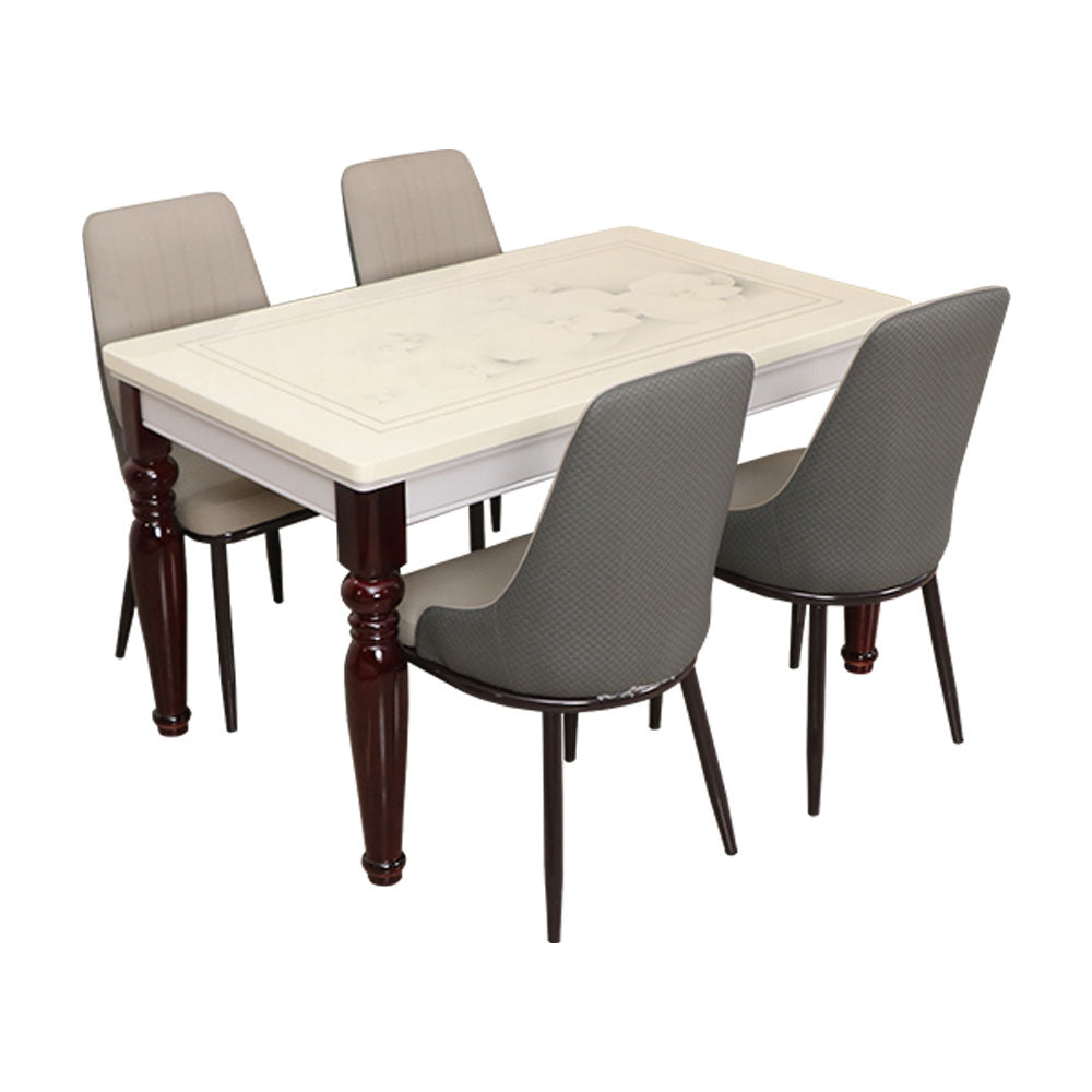 MAARK MARBLE TOP 4 SEATER DINING SET 3D SHELL HT