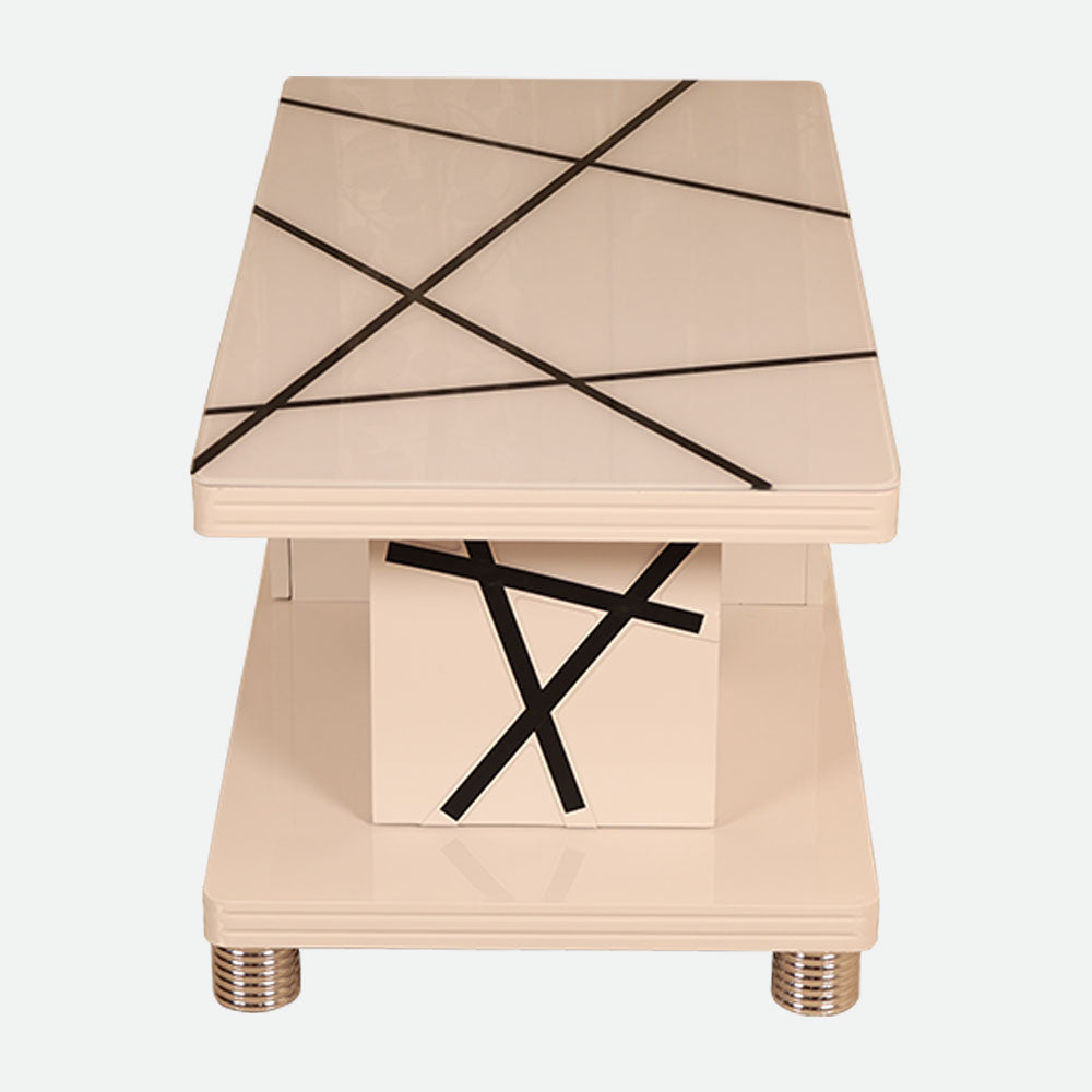 MAARK GLASS TOP COFFEE TABLE CTG-2321-WHITE COLOUR HT