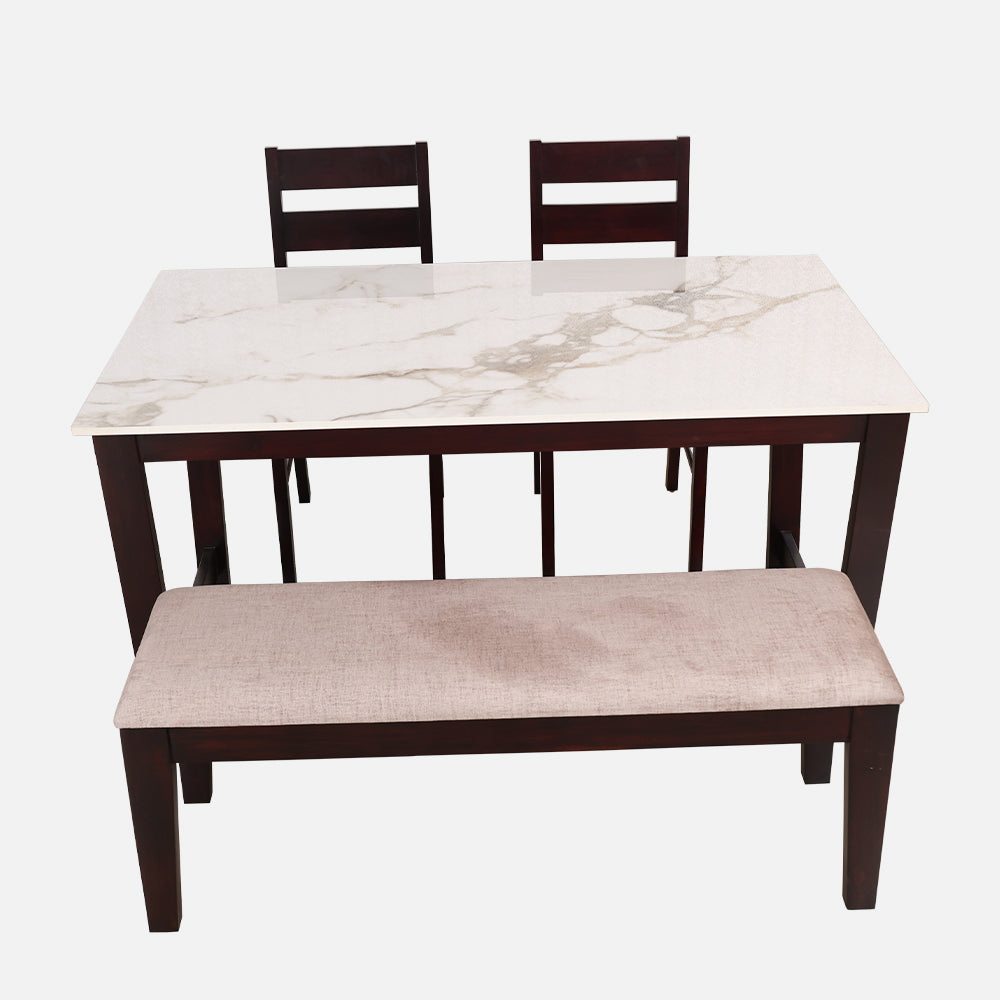 MAARK MARBLE TOP 4 SEATER DINING SET 5*3 (1+2+BENCH) OODI CARE TT