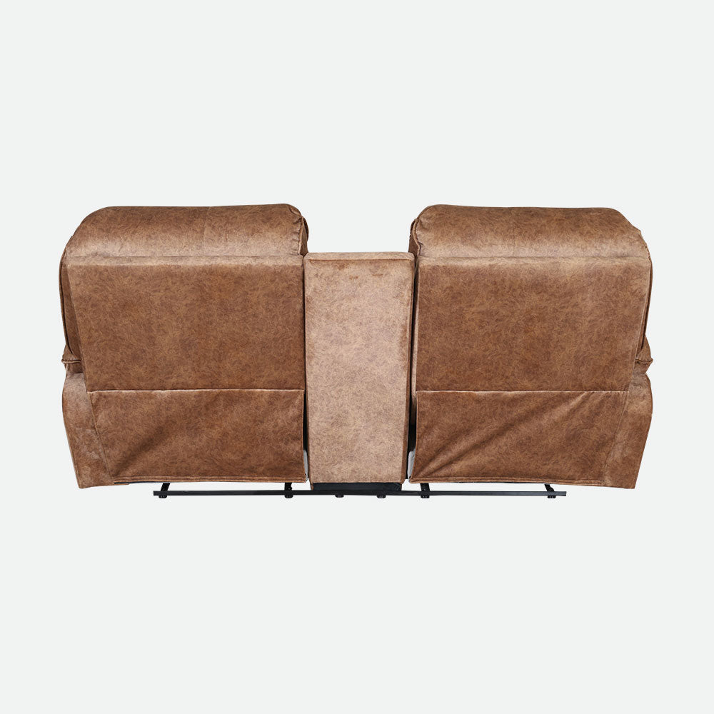 MAARK MANUAL RECLINER LEATHER SOFA SET (3+2+CONSOLE) MILKY WAY