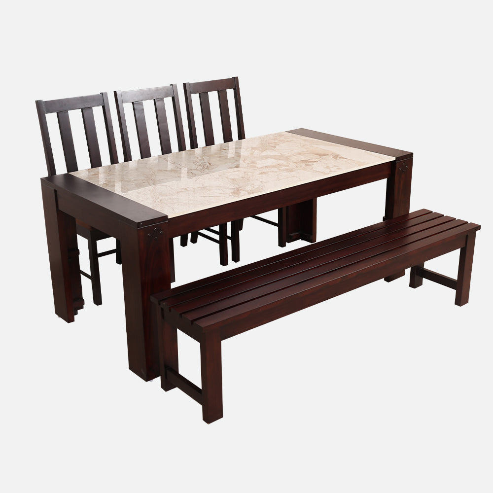 MAARK MARBLE TOP 6 SEATER DINING SET 6*3 (1+3+BENCH) ONE'S MORE TT