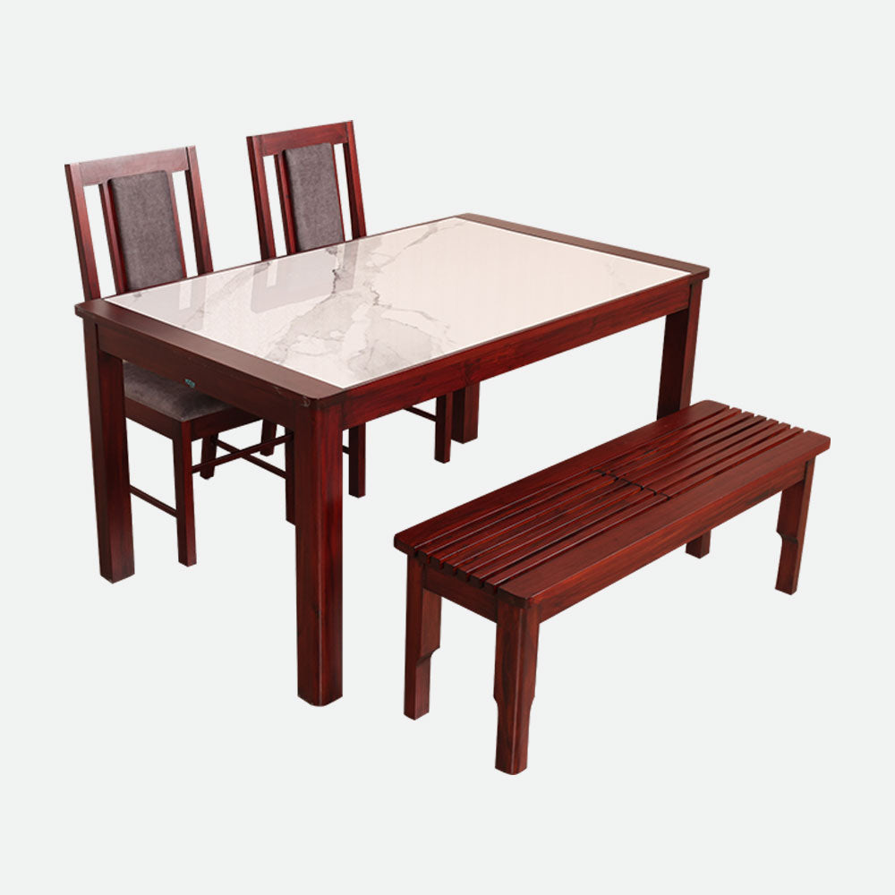 MAARK MARBLE TOP 4 SEATER DINING SET 5*3 (1+2+BENCH) GALIYA TT