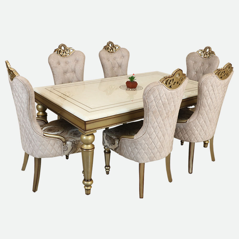 MAARK MARBLE TOP 6 SEATER DINING SET 6041 TD