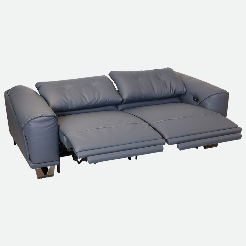 MAARK MOTORIZED RECLINER LEATHER SOFA SET (3R+2R) 2002 D.BLUE COLOUR HT