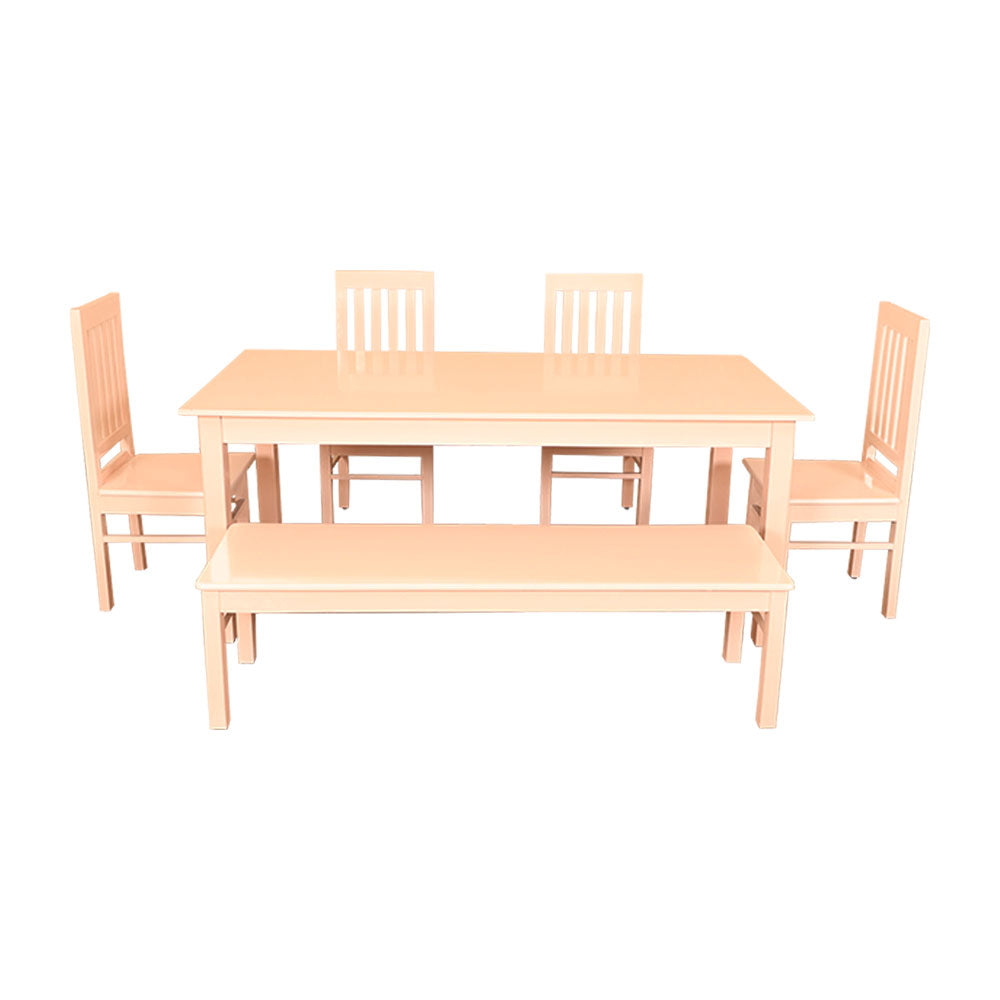 MAARK WOODEN TOP 6 SEATER DINING SET (1+4+BENCH) 6*3 WINDOW