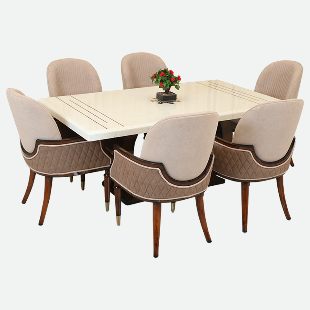 MAARK MARBLE TOP 6 SEATER DINING SET 6034 TD