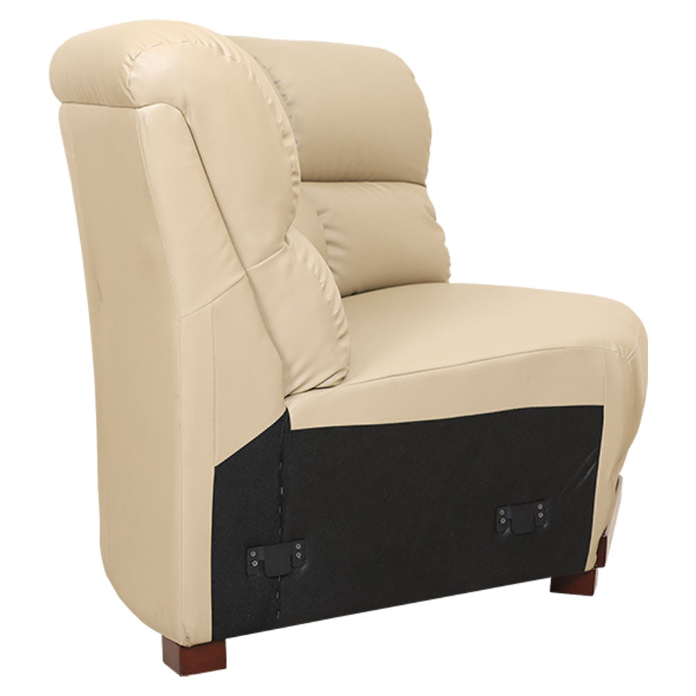 MAARK LEATHERETTE CORNER SOFA 5 SEATER DEMOS MOCHA COLOUR HT