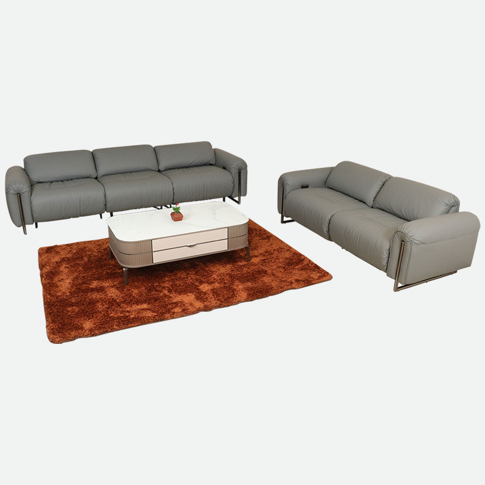 MAARK MOTORIZED RECLINER LEATHER SOFA SET (3R+2R) 2A13-6194-829 GRAY BLUE COLOUR HT