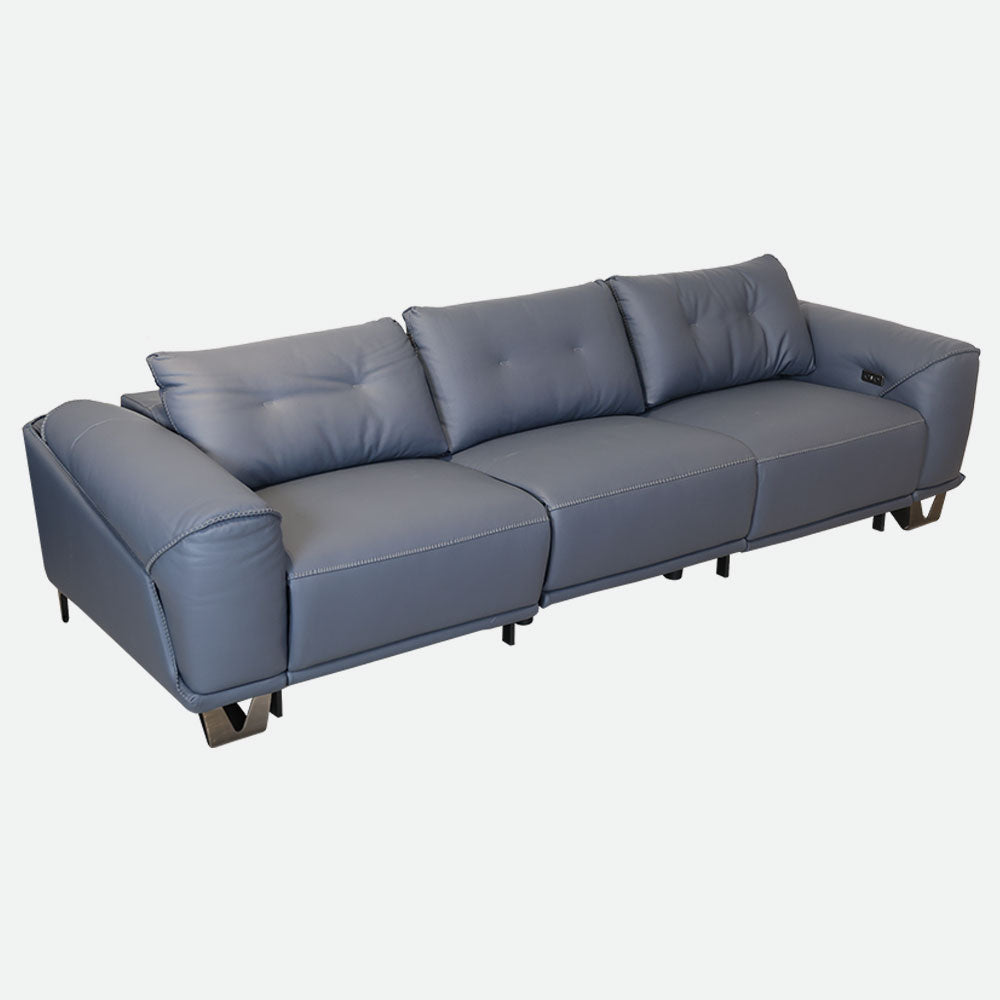 MAARK MOTORIZED RECLINER LEATHER SOFA SET (3R+2R) 2002 D.BLUE COLOUR HT