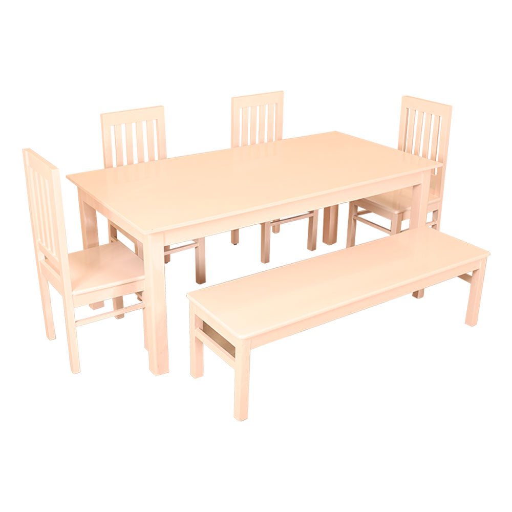 MAARK WOODEN TOP 6 SEATER DINING SET (1+4+BENCH) 6*3 WINDOW