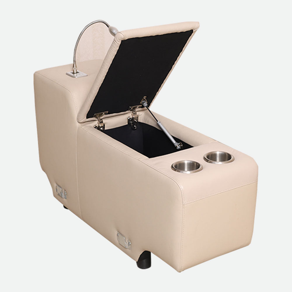 MAARK CORNER MOTORIZED RECLINER LEATHER SOFA 5 SEATER FJ345-663B CREAM WHITE COLOUR HT