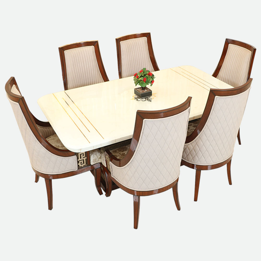 MAARK MARBLE TOP 6 SEATER DINING SET 6030 TD