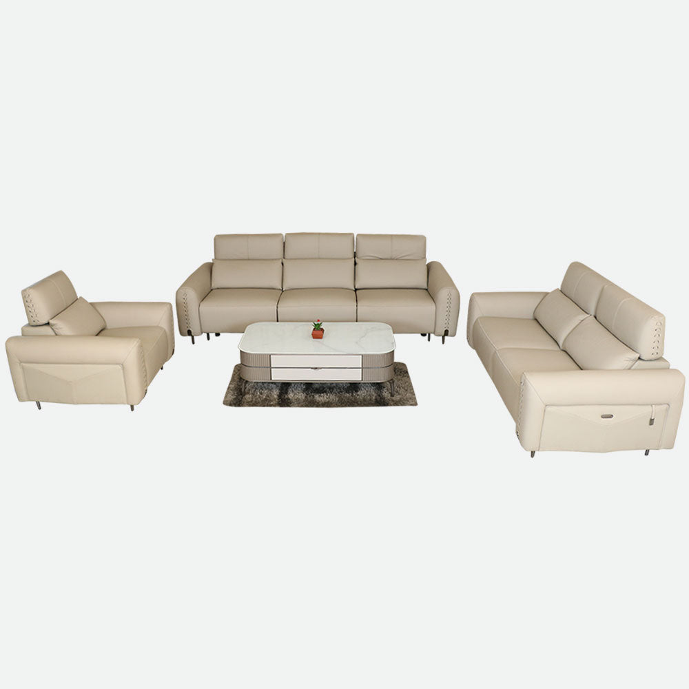 MAARK MOTORIZED RECLINER LEATHER SOFA SET (3R+2R+1R) 2A08-6194-15 BEIGE COLOUR HT