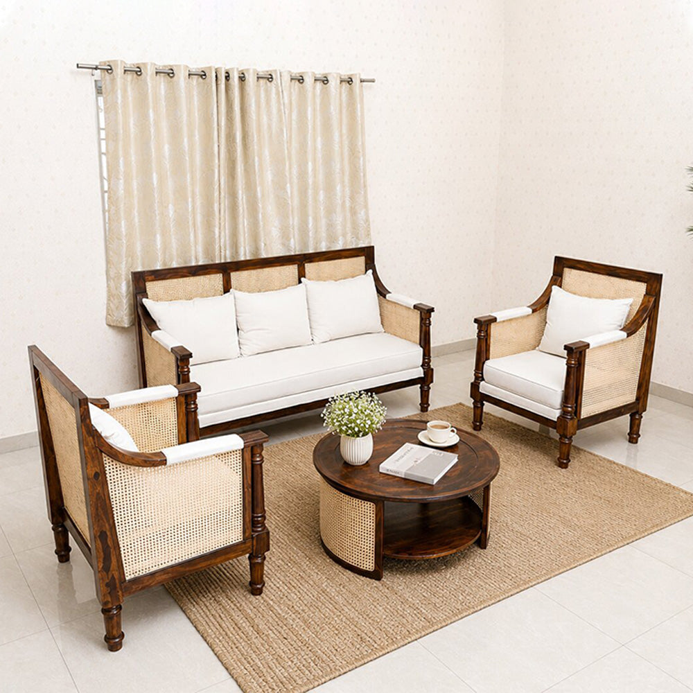 MAARK SHEESHAM WOOD SOFA SET WITH COFFEE TABLE (3+1+1) KENWOOD