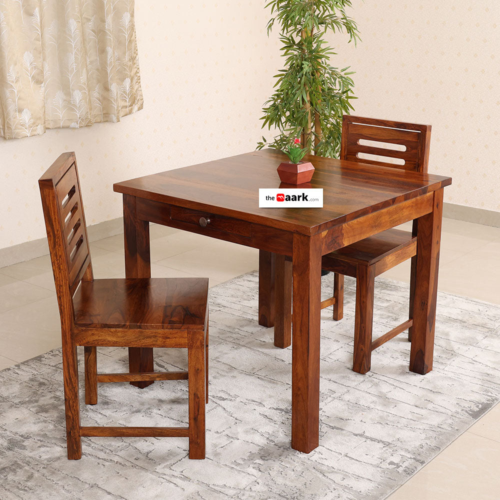 MAARK SHEESHAM WOOD 2 SEATER DINING SET (2.75*2.75) 1184 NATURAL FINISH SV