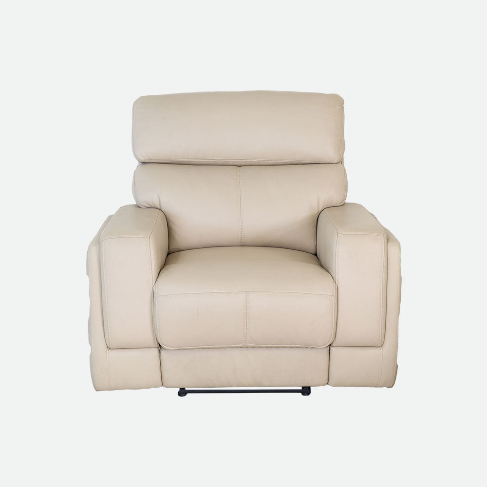 MAARK MANUAL RECLINER LEATHER SOFA SINGLE SEATER 9911 TL 1 CREAM COLOUR HT