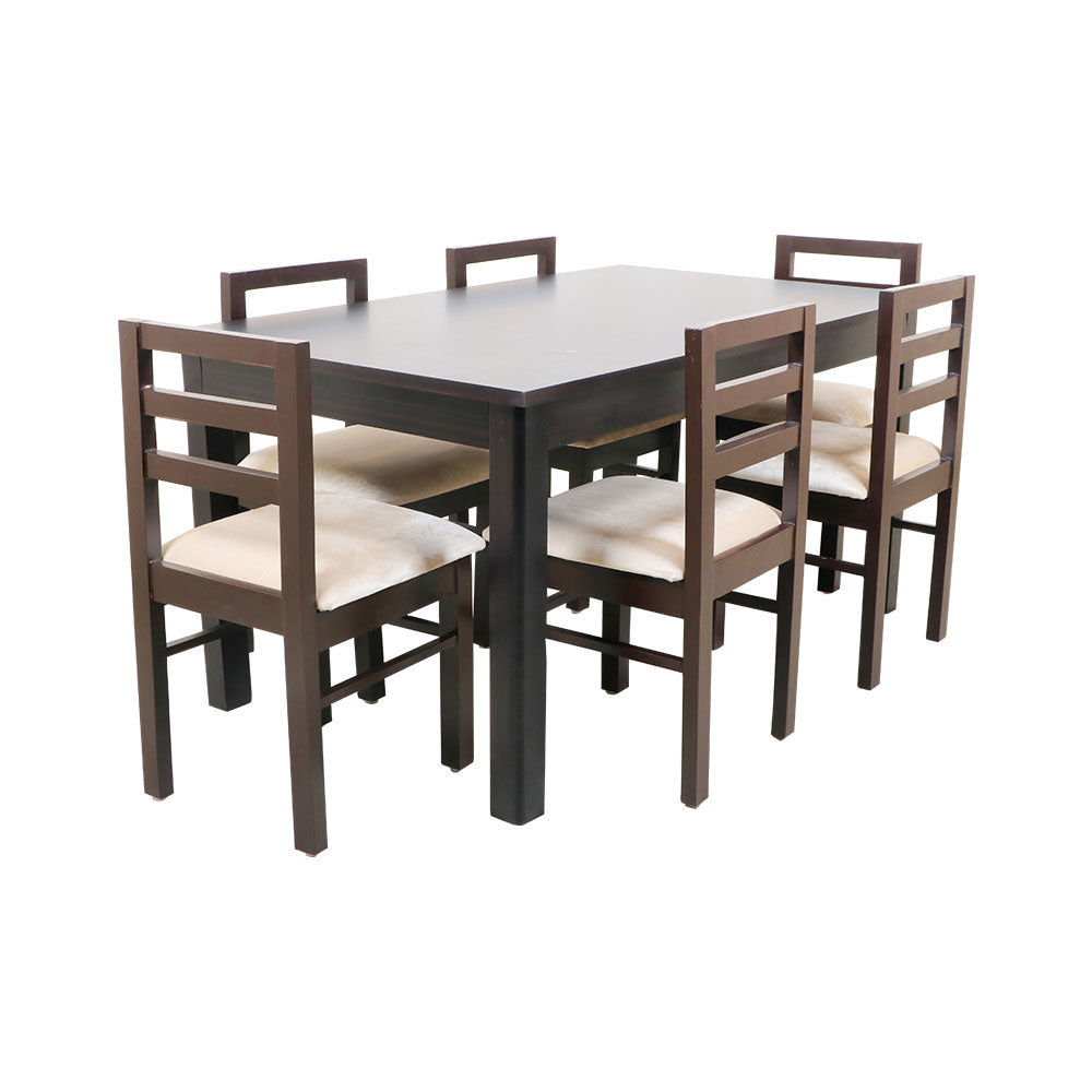 MAARK WOODEN TOP 6 SEATER DINING SET (5*3) STARTER WALNUT COLOUR