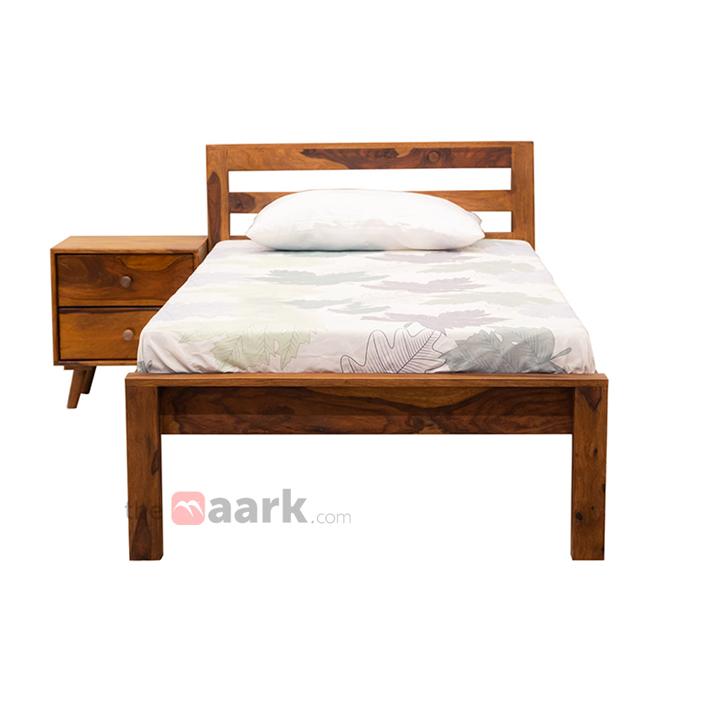 MAARK SHEESHAM WOOD SINGLE BED (3*6) 3133 NATURAL FINISH SV