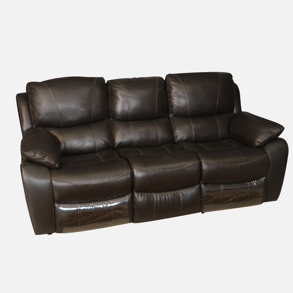 MAARK MANUAL RECLINER LEATHER SOFA THREE SEATER F8753-1015 WINE COLOUR HT