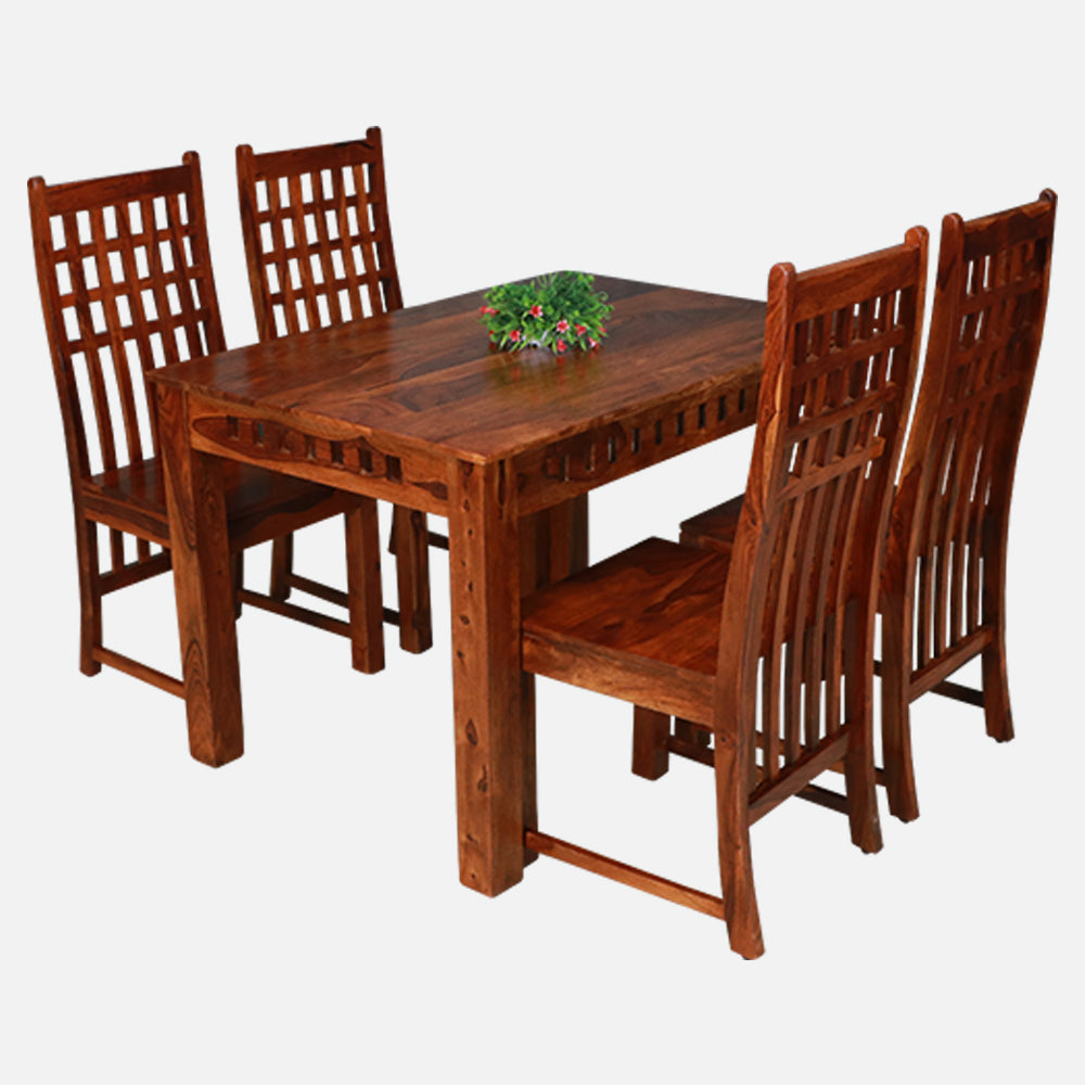 MAARK SHEESHAM WOOD 4 SEATER DINING SET (3.75*2.5) 1120 NATURAL FINISH SV