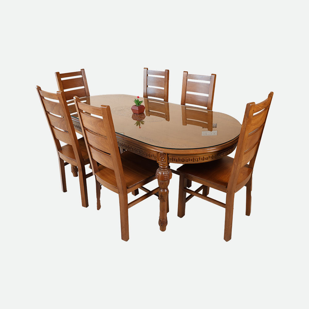 MAARK WOODEN TOP 6 SEATER DINING SET  SGC-039 FC